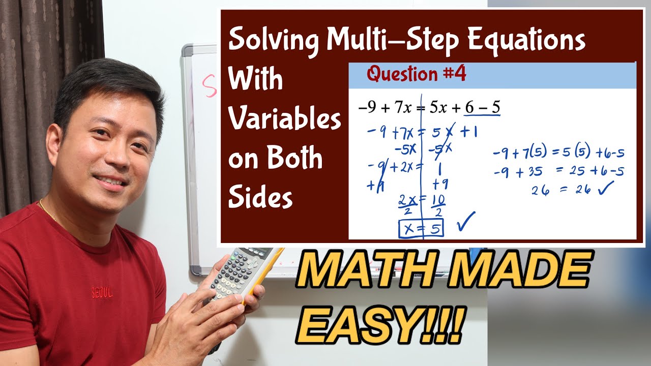 How to Solve Multi-Step Equations with Variables on Both Sides - YouTube