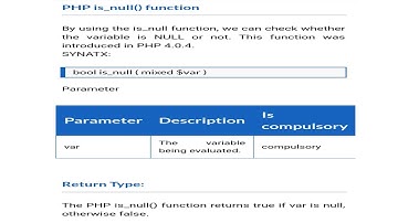 "PHP is - null () function" IN PHP LANGUAGE