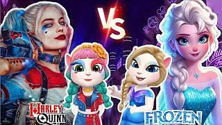 My Talking Angela 2 || Harley Quinn Margot Robbie 😘 Vs Frozen Queen Else 🥶 || Who do you love most?