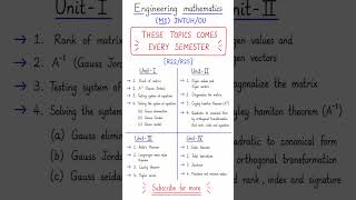 M1 Important Topics 2026 | Engineering Mathematics 1 Must Study Topics