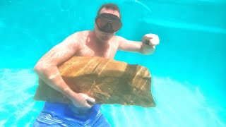 Pulling Up Giant Rock from Pool!!! Lakehouse Neighborhood Tour!