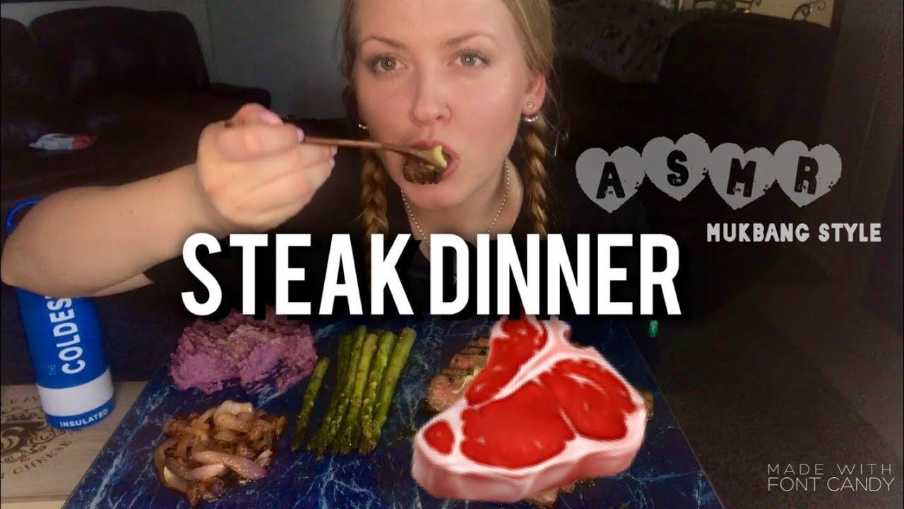STEAK DINNER ~ ASMR Mukbang Eating Sounds 먹방 - YouTube