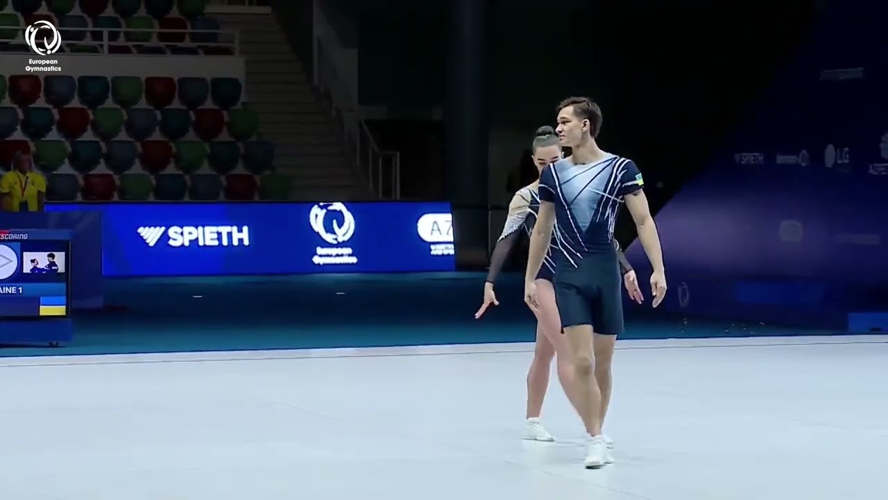 Anastasiia Kurashvili & Stanislav Halaida (UKR) - 2025 Aerobic European silver medallist, Mixed Pair