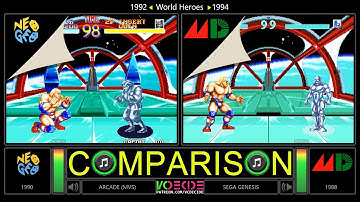 World Heroes (Arcade vs Sega Genesis) Side by Side Comparison - Dual Longplay