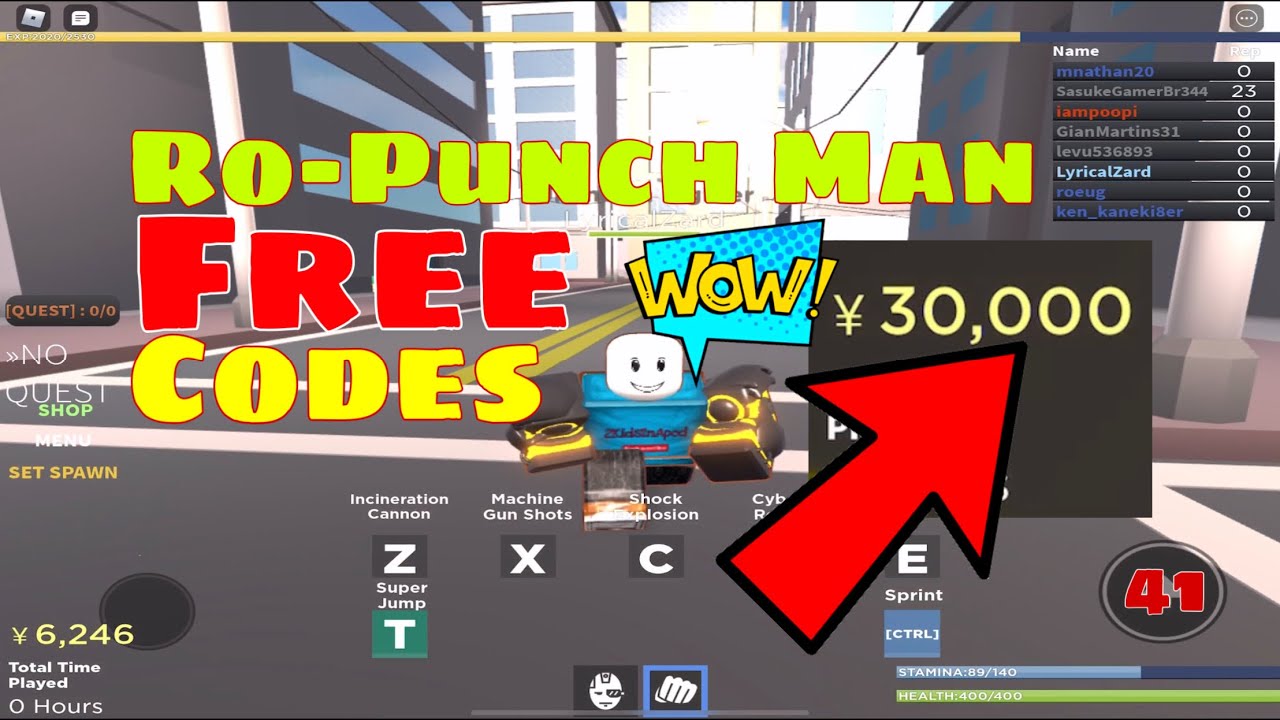 Free Codes Ro Punch Man Gives 30k Free Cash Roblox Gameplay Youtube - one punch man reborn roblox