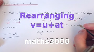 v=u+at. How to rearrange this formula to make u, a or t the subject of the formula.