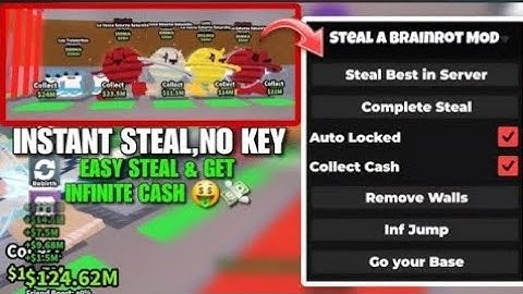 Steal a Brainrot Script GUI Hack | Instant Steal, Infinite Cash, Auto Lock Base + More