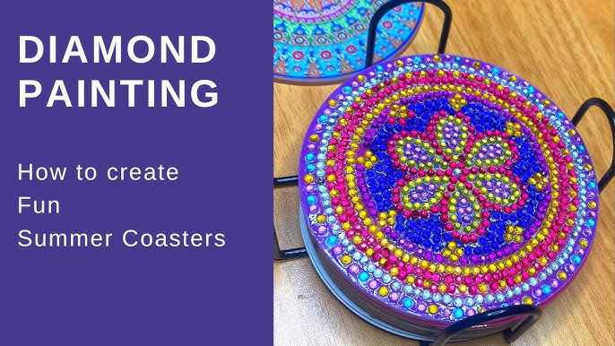 Diamond Art Painting Coasters with Holder, DIY Small Diamond Dots