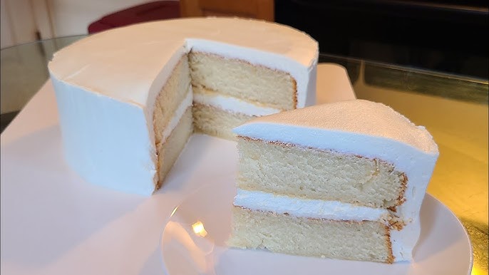 Moist Vanilla Almond Cake with Creamy Vanilla Buttercream - Amycakes Bakes