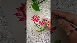 ✨️💫 AMAZING Waterlilly flower painting Round brush technique #shorts