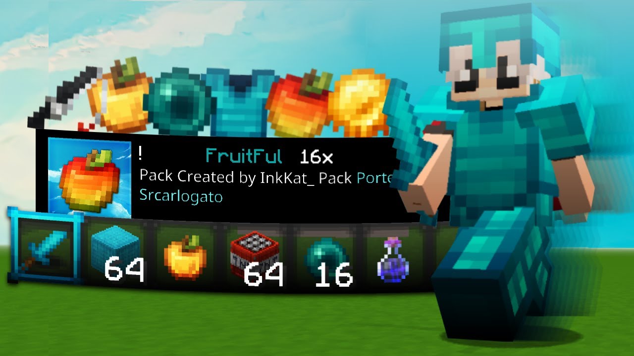🍎FruitFul [16x & 32x] MCPE PVP TEXTURE PACK CHIFRUIT 100K para MCPE