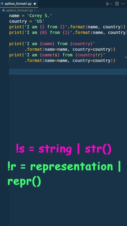31 - Python Part-1: Exploring Conversion Flags {!s} and {!r} String ...