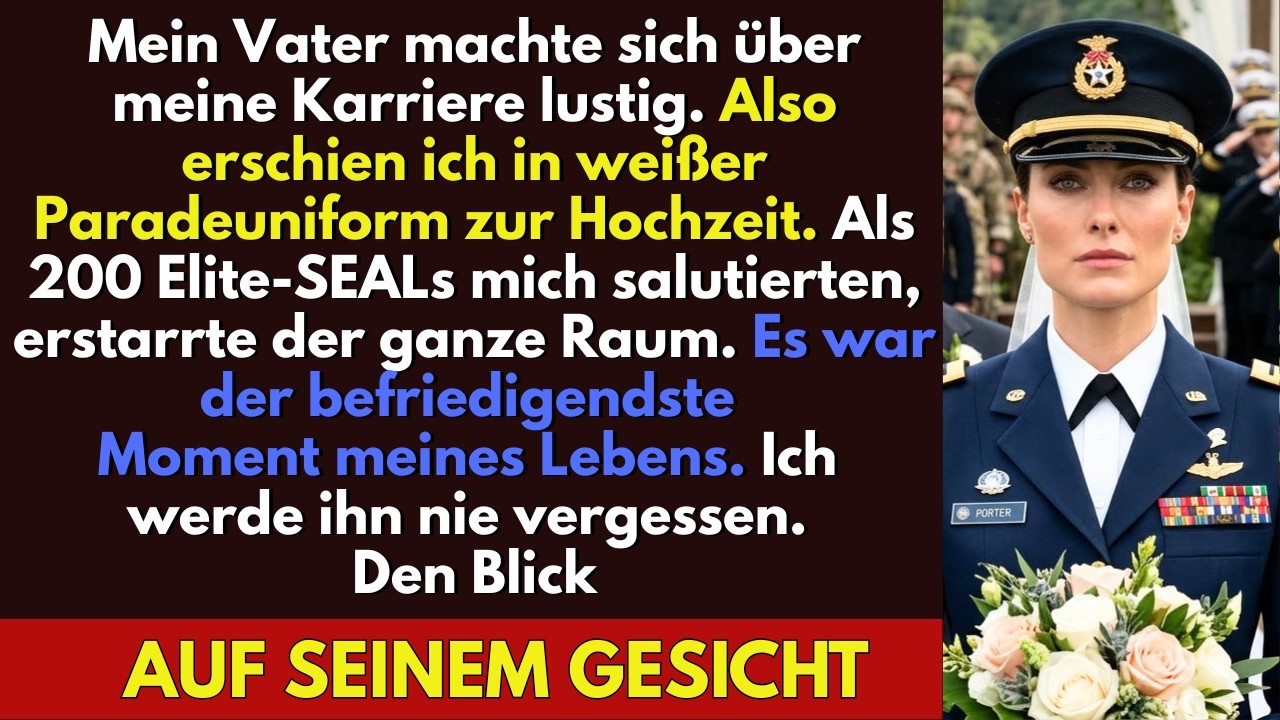 Die Hand meines Vaters zitterte, als das Champagnerglas auf dem Marmorboden zerschellte – im selben Moment, als zweihundert Navy Seals salutierten. „Zieh das Kostüm aus oder geh sofort“, hatte er...