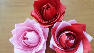 РОЗА ИЗ БУМАЖНЫХ САЛФЕТОК РОЗА ИЗ БУМАЖНЫХ САЛФЕТОК