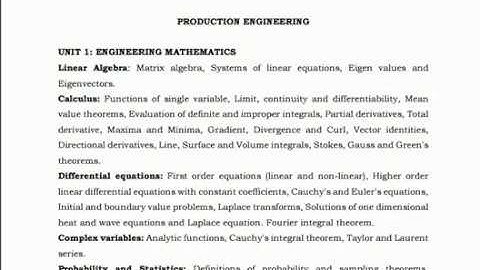 TRB Lecturers (Engineering / Non-Engineering) Syllabus in Producation Engineering