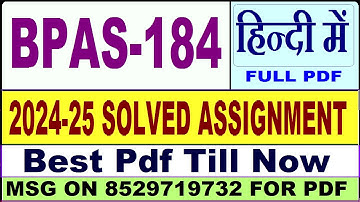 BPAS 184 solved assignment 2024-25 || bpas 184 solved assignment 2025 in Hindi || ignou bpas184 2025