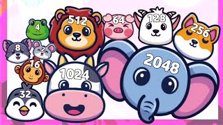 MERGE ANIMALS 3D - ASMR Gameplay (Animal Evolution, Level Up Balls 2048 Puzzle)