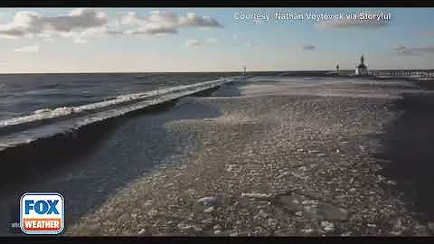 Watch: Waves Carry Ice Pancakes In Lake Michigan
