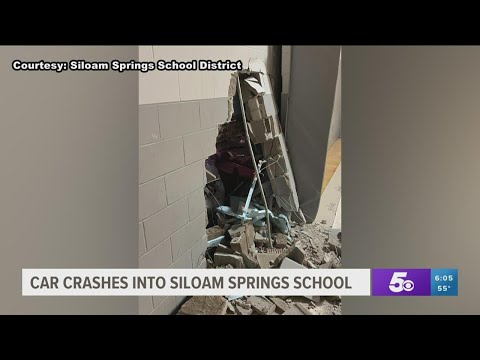 Vehicle crashes into Siloam Springs intermediate school, 3 people hospitalized