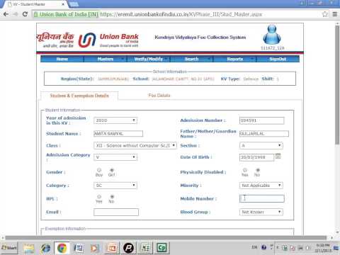 KVS Online Fees Data Entry Live Demo