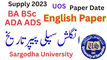 BA BSc ADA ADS English Paper Supply 2023 Date UOS | ADP English Supply Paper 2023 UOS | BA ADA UOS
