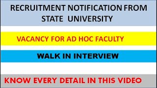 Recruitment In NIT University 2024 || Walk In Interview ||