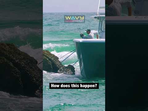 Million dollar boat hits the rock Jetty at Boca Inlet 