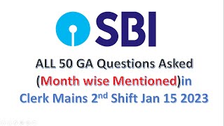 GA questions asked in SBI Clerk mains 2022 - 23 shift 2 | SOURCE MONTH MENTIONED for each question