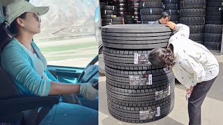 Female Truck Driver Wei Xiaoyang Changes Truck Tires and Heads Home