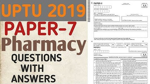 UPTU 2019 (UPSEE) Official Answer-Key (Paper 7) || All Sets -AA,BB,CC,DD OF (Pharmacy)|| Topper Wise