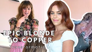 Epic Blonde to Copper Hair Transformation