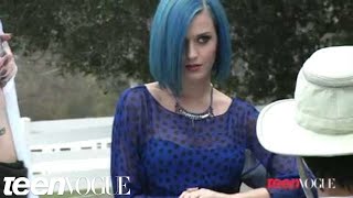 Katy Perry on the set of her Teen Vogue cover shoot