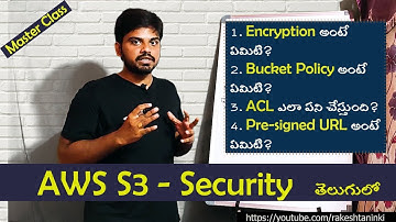 AWS S3 #Security | #Encryption | #Bucket Policy | #ACL | #Presigned Urls | Rakesh Taninki | Telugu
