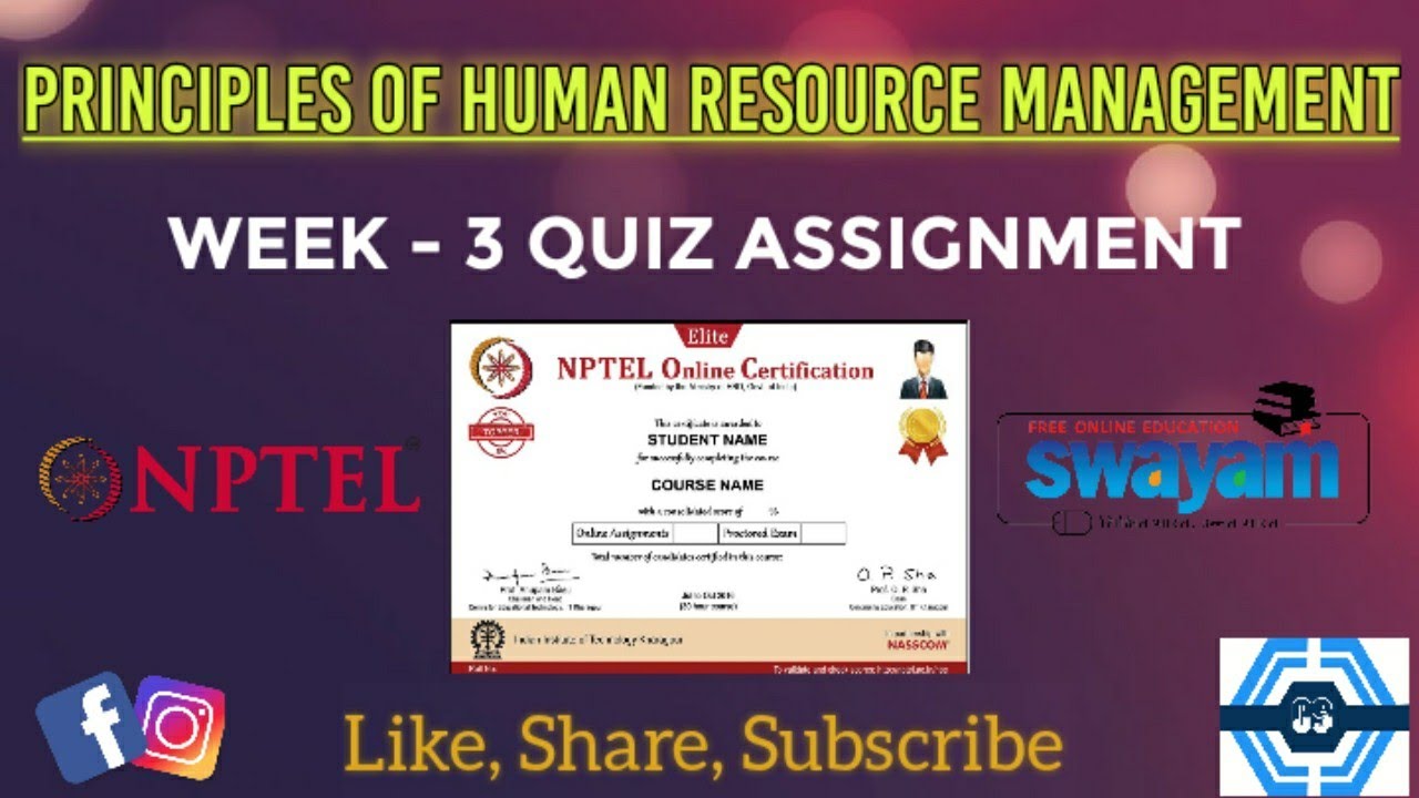 principles of human resource management nptel assignment answers