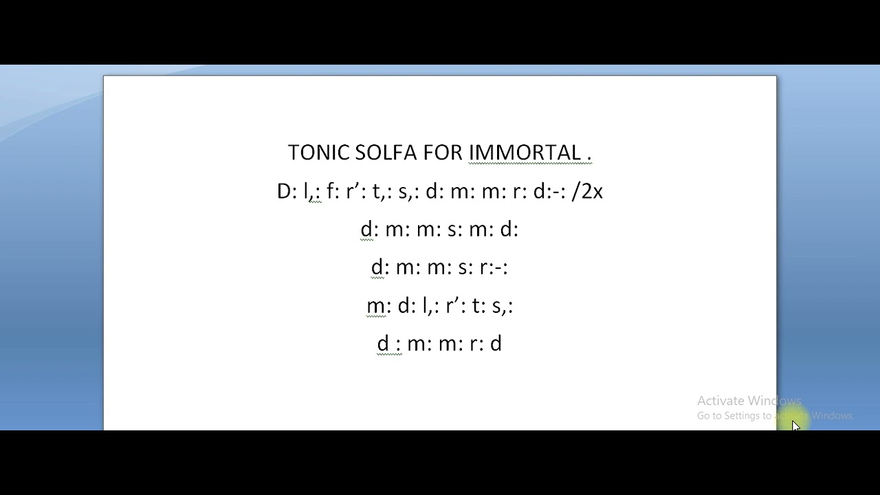 Tonic Solfa for Immortal YouTube