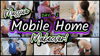 NEW *2023* MASSIVE MOBILE HOME MAKEOVER /  SERIES DAY 2 | REMODELING THIS DOUBLEWIDE TOP TO BOTTOM!
