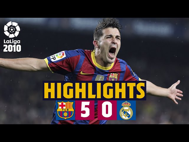 BARÇA 5-0 MADRID (XAVI, VILLA, PEDRO, JEFFREN.. GOALS!) *EXTENDED HIGHLIGHTS* 🔙 class=