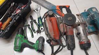 Engineering Tools collection, Drill, Grinder, Sander, Wood planing machine, Router machine, Saw