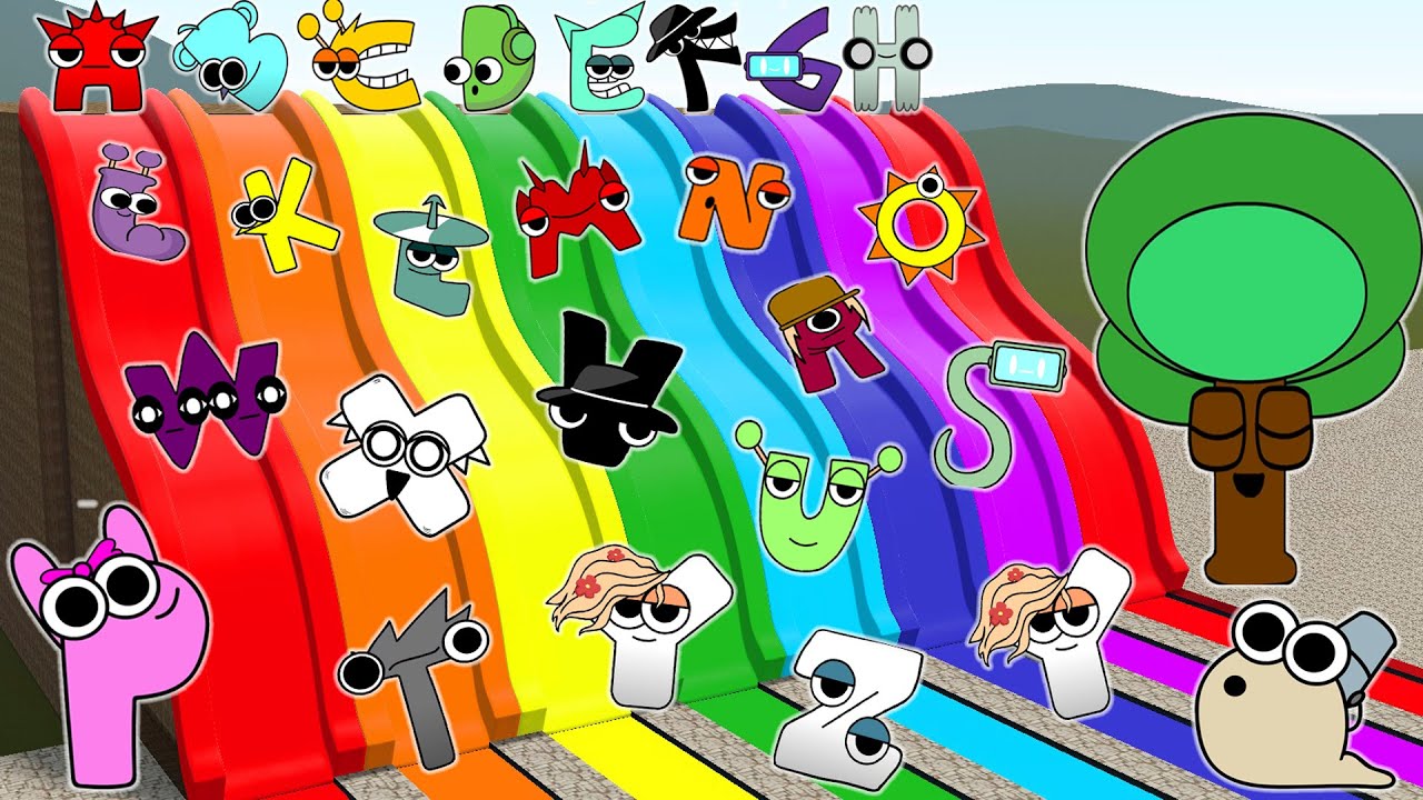 УНИЧТОЖЬТЕ ВСЕ 3D АЛФАВИТНЫЕ ЗНАНИЯ И ROBLOX POU BOU'S REVENGE FAMILY SPARTAN KICK в RAINBOW SLID...