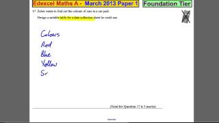 Edexcel GCSE Maths Foundation P1 March 2013 Q17
