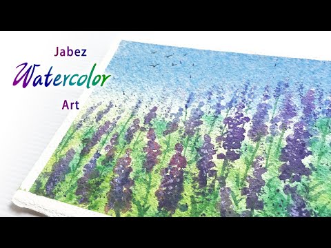 浪漫花卉水彩畫《水彩薰衣草》Lavender watercolor painting | ラベンダー水彩画 | 라벤더 수채화《DIY彩繪系列 #86》