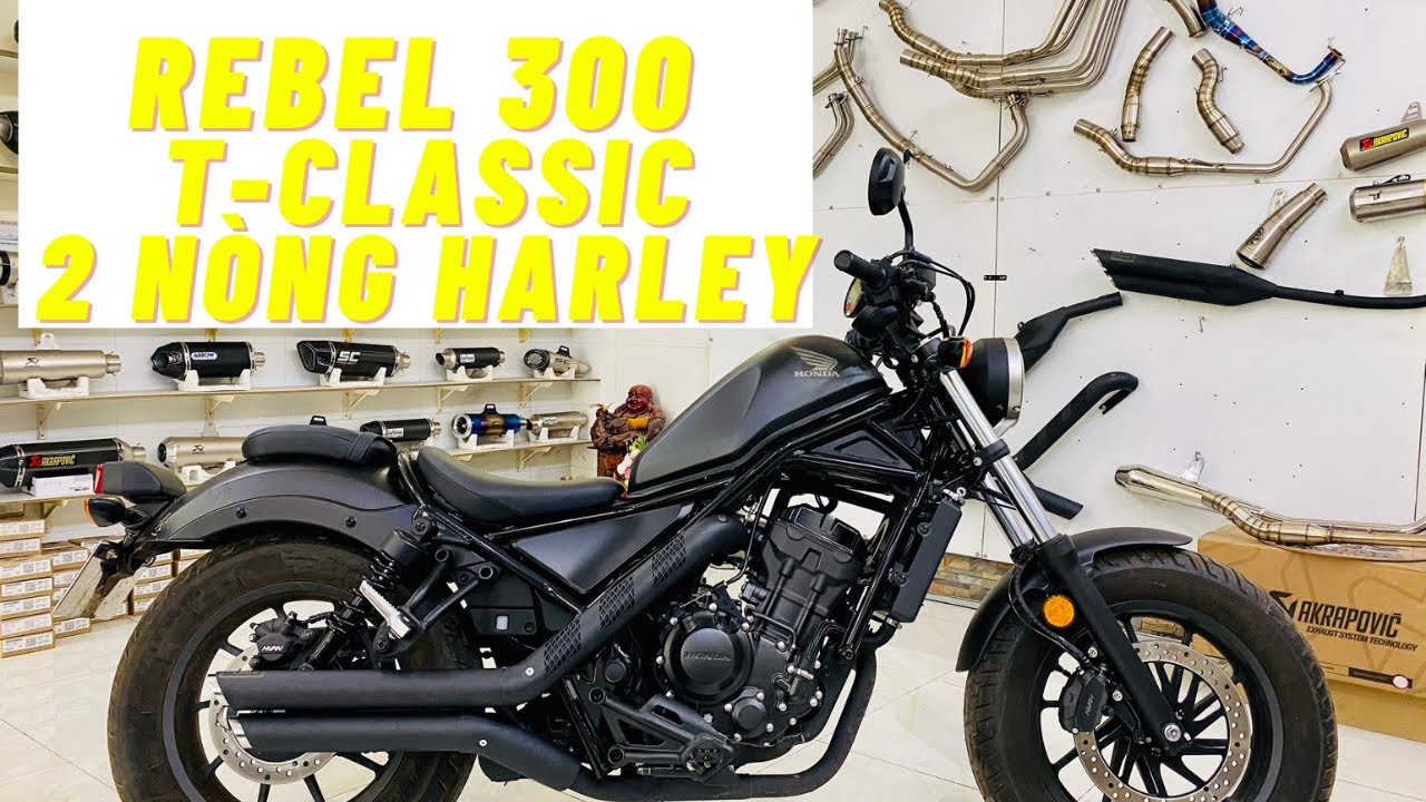Honda Rebel 300 độ pô T-Classic 2 nòng Style Harley... - youtube
