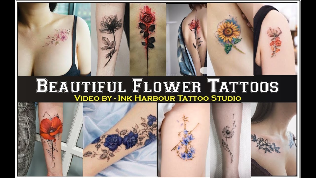 BEAUTIFUL FLOWER TATTOOS FOR GIRLS, COLOURFUL FLOWER TATTOOS, SMALL FLOWER TATTOOS, ROSE TATTOOS HD.