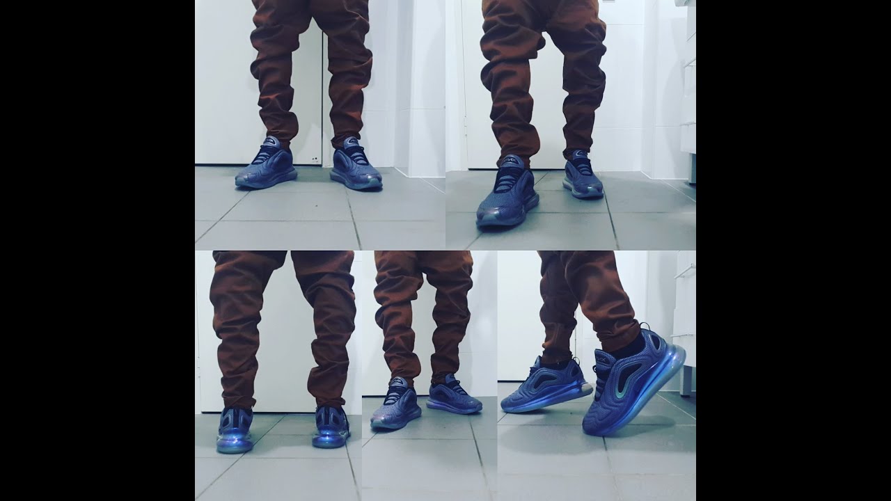 Air Max 720 Metallic silver black on feet