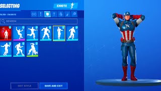 Captain America Skin Showcase with Leaked Emotes ⭐ Fortnite Battle Royale