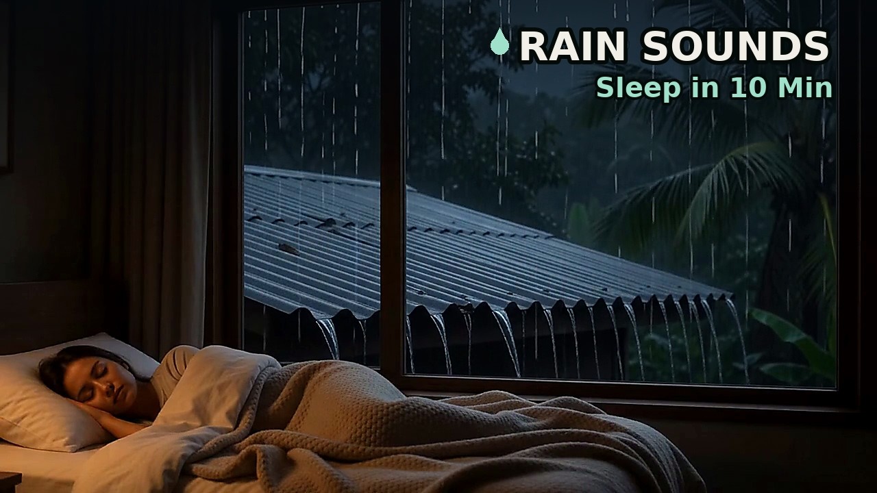 Fall Asleep Fast With Gentle Rain on Rooftop | NO ADS