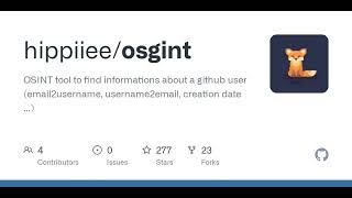 GitHub - hippiiee/osgint: OSINT tool to find informations about a github user (email2username, us...