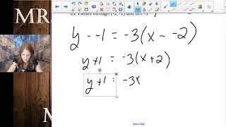 Writing The Equation Of A Line