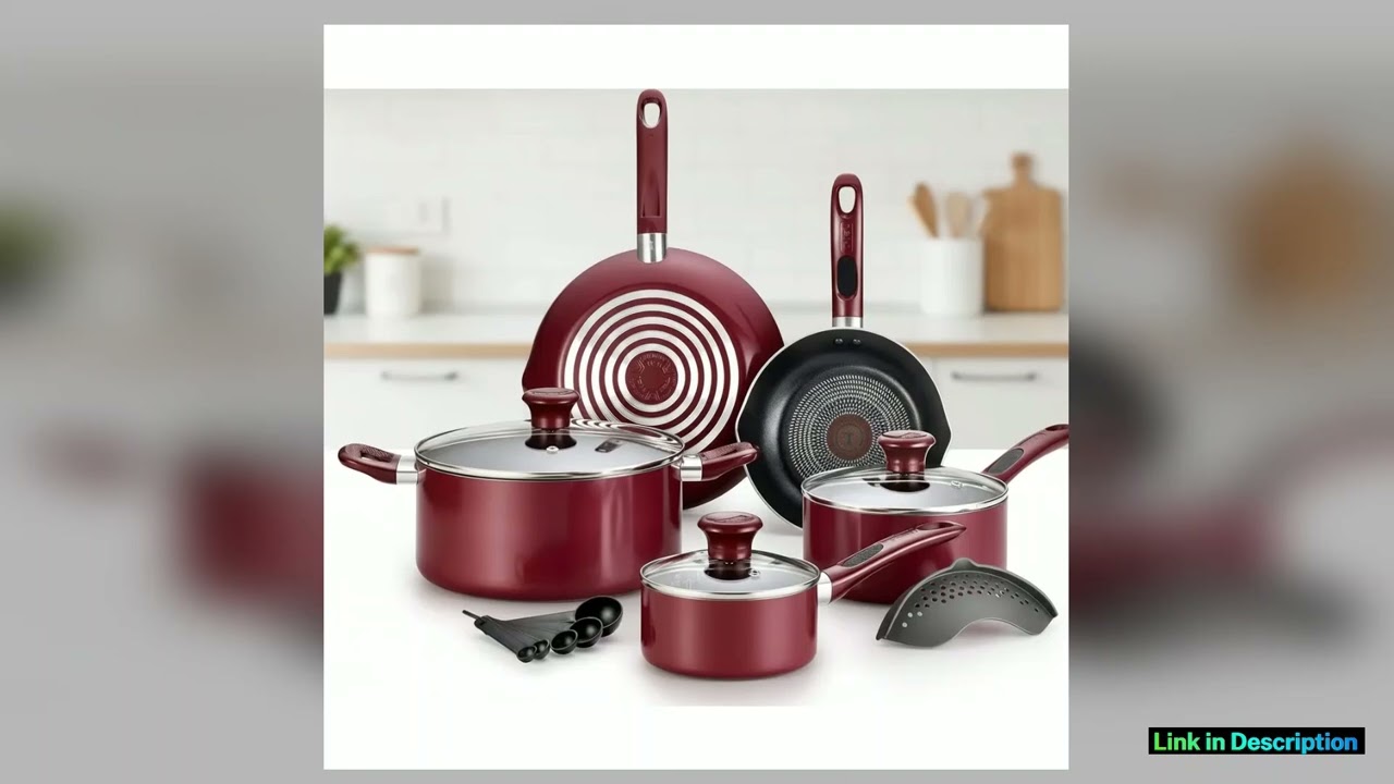 14Piece Nonstick Cookware Set with Heat Indicator Dishwasher Oven Safe Red Perfect for Home Chefs L