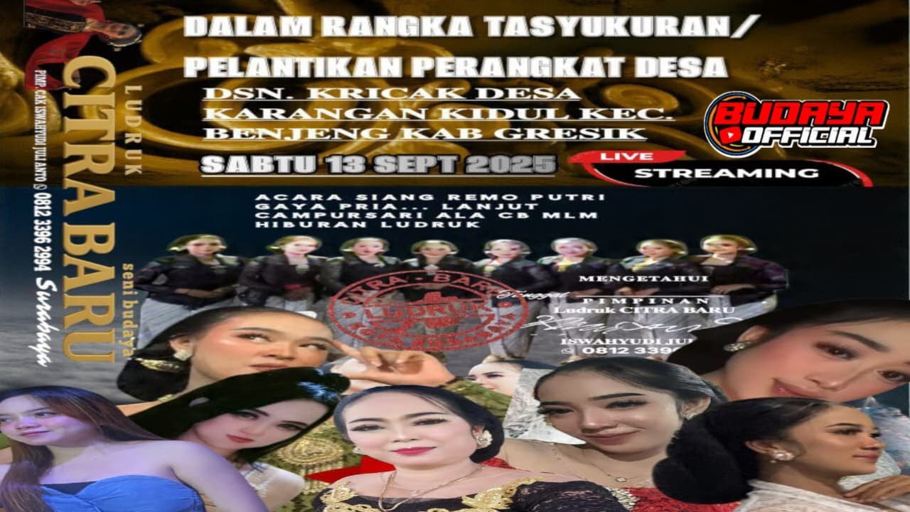 🛑Live  Gebyar  Ludruk CITRA BARU  Dsn Kricak Ds Karangan Kidul Kec Benjeng Gresik